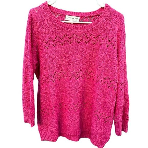 Jones New York Sport Tops - Jones New York Sport Pink Open Knit Sweater XL Cotton Lightweight